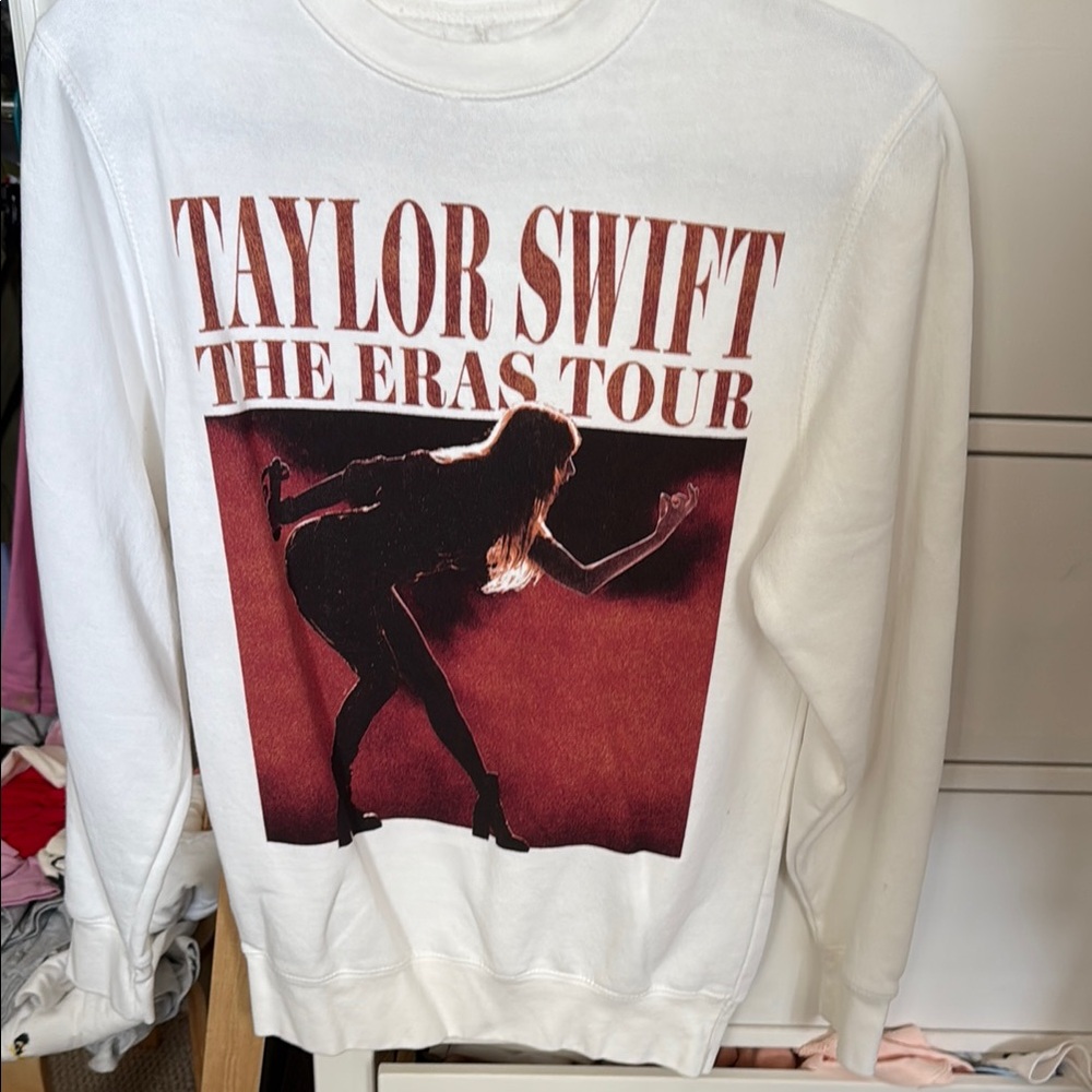 Taylor Swift White Cream Graphic Long Sleeve Hoodie